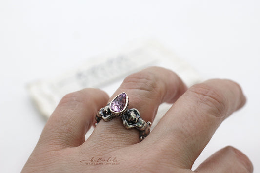 2.25ct Kunzite Solitaire Ring, Sterling Silver, Sized to Order