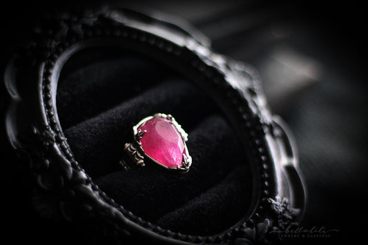 Thornessa, pink tourmaline sterling silver collector ring