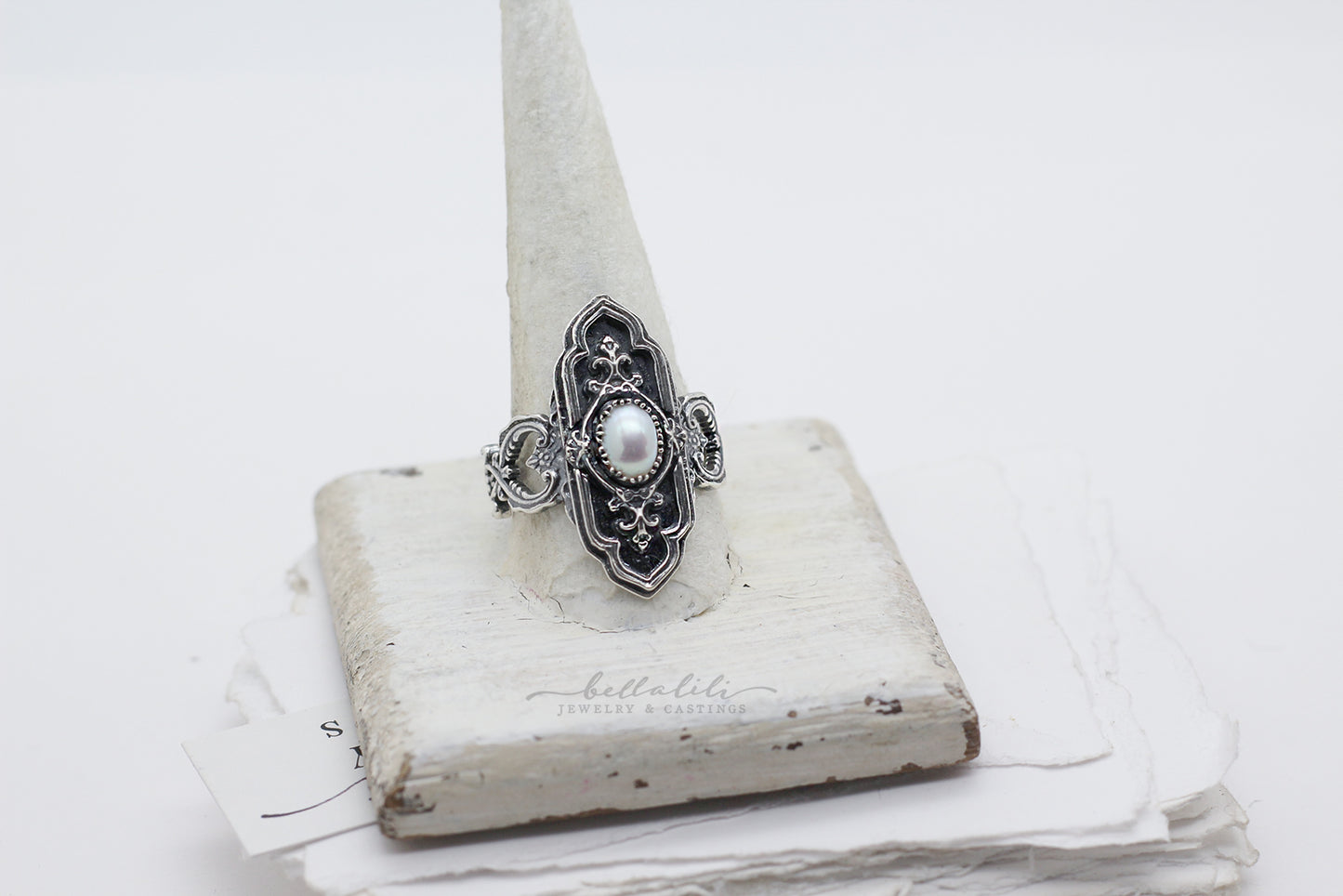 Ivoryelle freshwater pearl sterling silver collector ring