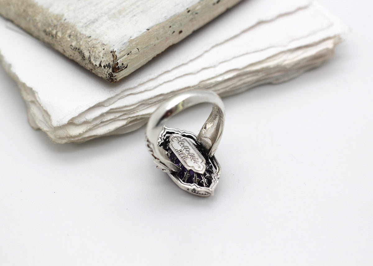 sz 8 The Amethyst Exalted Ring I, Sterling Silver Ring