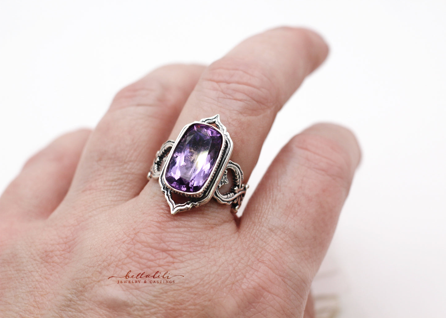 The Amethyst Exalted Ring II, Sterling Silver Ring