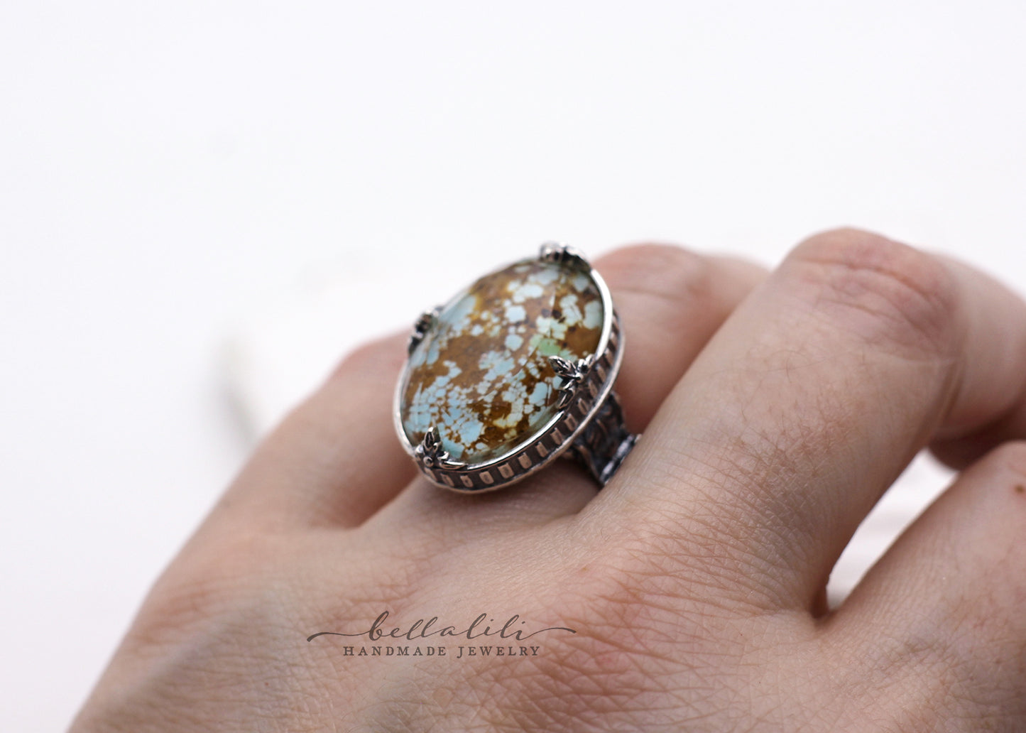 The Allegory of the Colonnade Ring, Royston Turquoise Sterling Silver