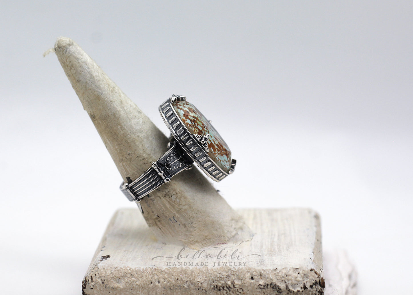 The Allegory of the Colonnade Ring, Royston Turquoise Sterling Silver