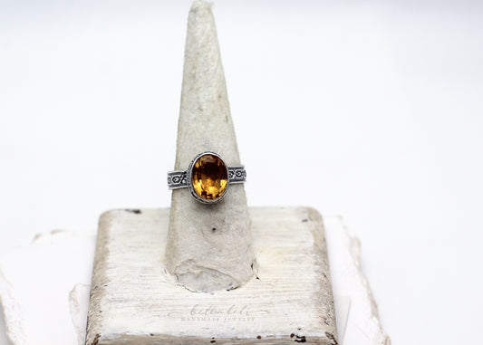 Sz 7.5, The Limoncello Hour Ring, Citrine and Sterling