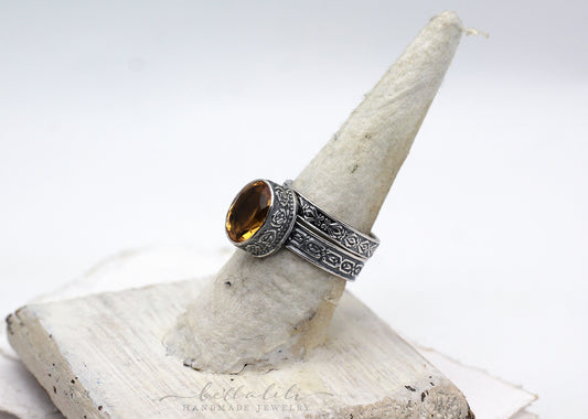 Sz 7.5, The Limoncello Hour Ring, Citrine and Sterling