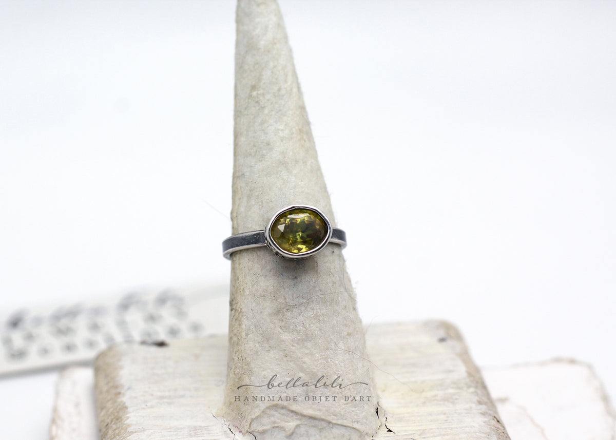 Scáthach, Sphene Sterling Silver Ring