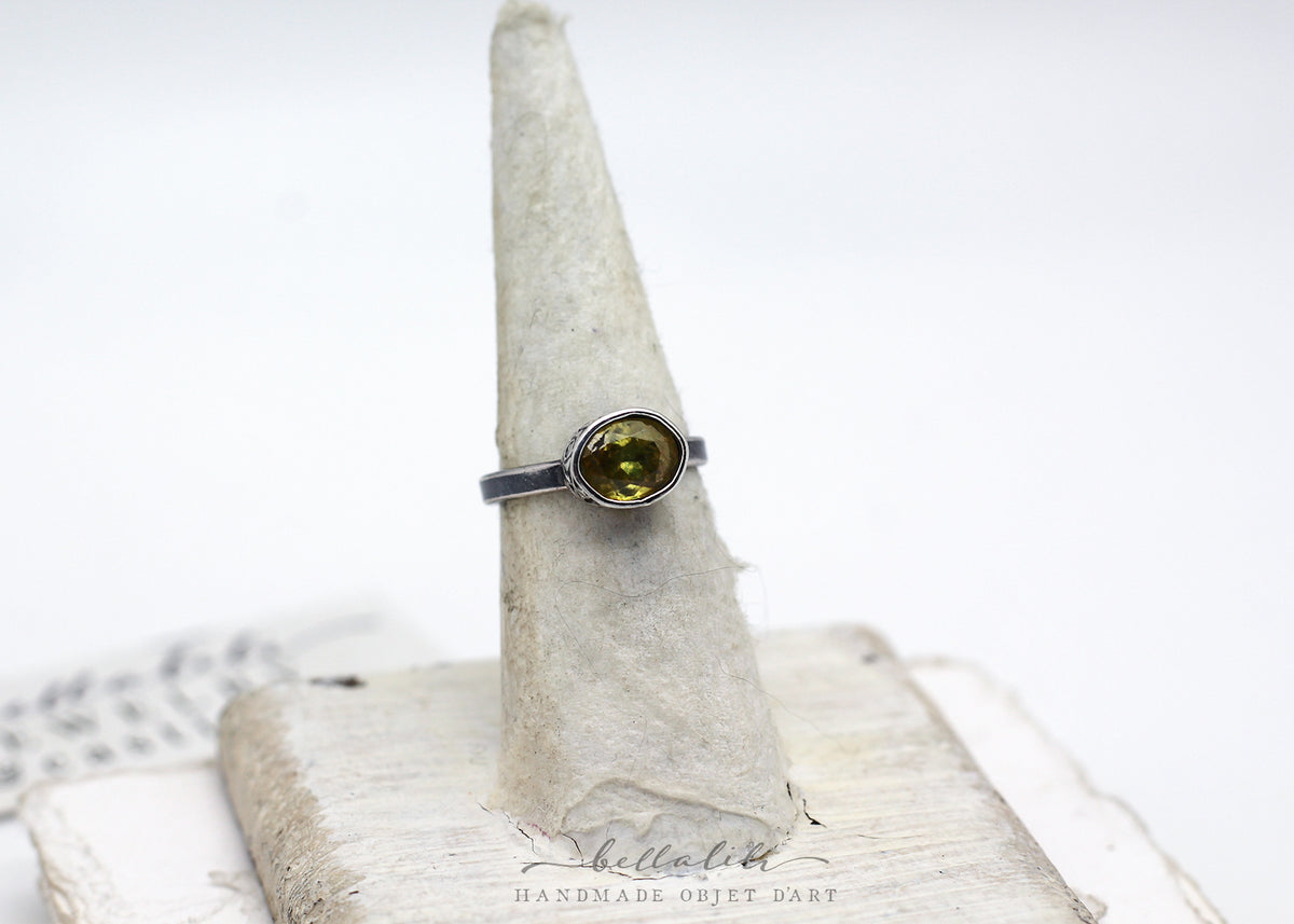 Scáthach, Sphene Sterling Silver Ring