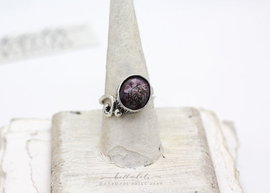 Gisèle No1  Purple Sapphire, Sterling Silver Art Nouveau Ring