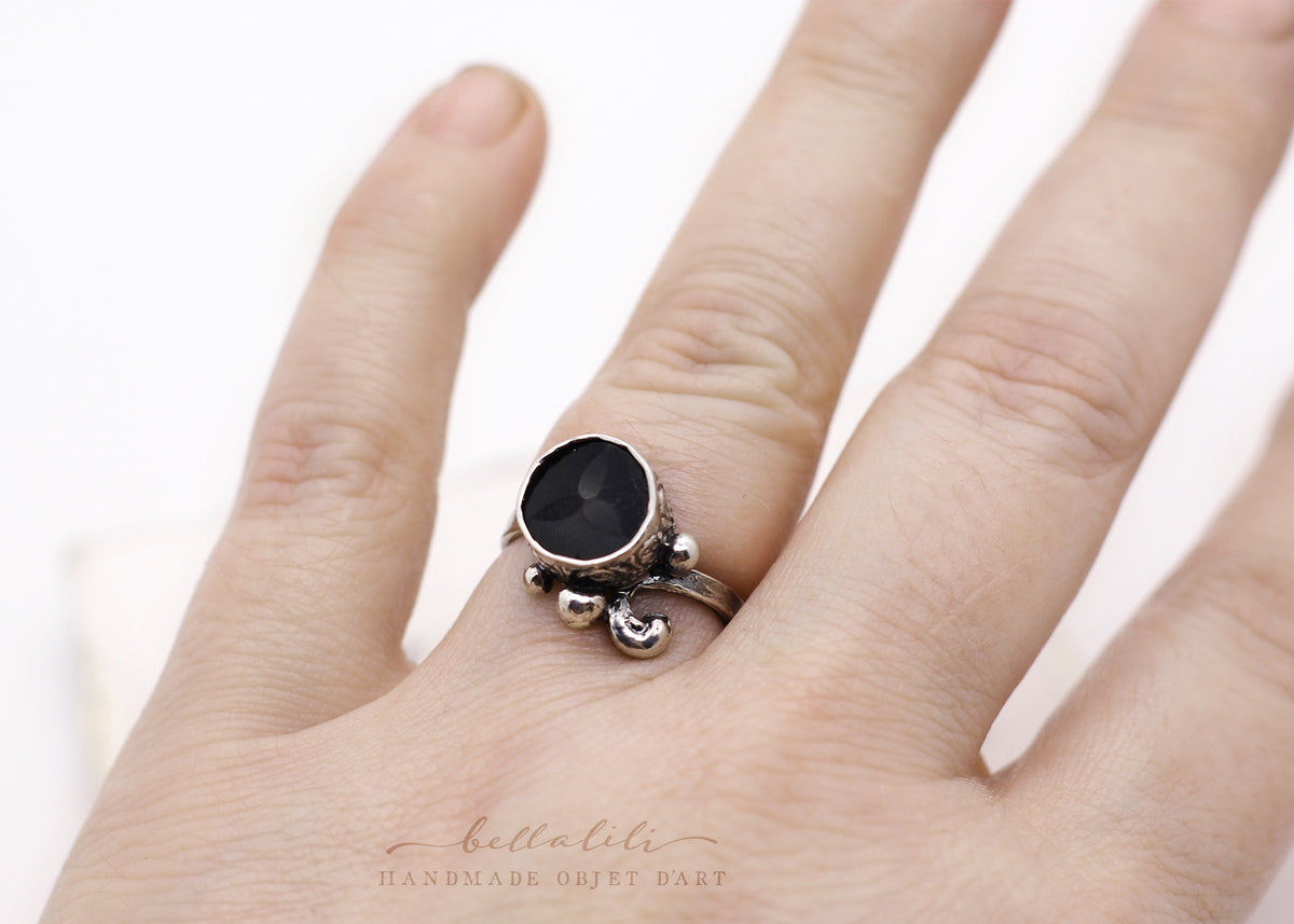 Gisèle in Mourning, Sterling Silver Art Nouveau Ring