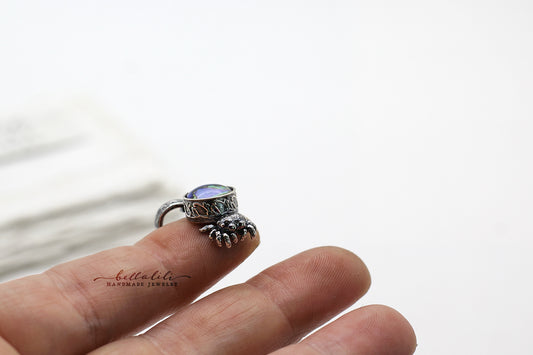 Purple Opal Spiderling – Sterling Silver Pendant