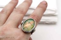 Crypt of Libra, Sterling Opal Art Nouveau Ring, cracked but not broken