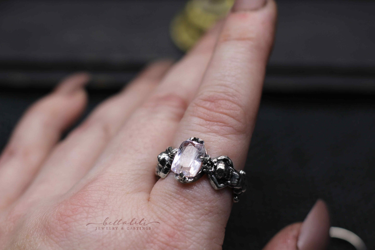 Pink Kunzite Ring, Cherubs Sterling Silver