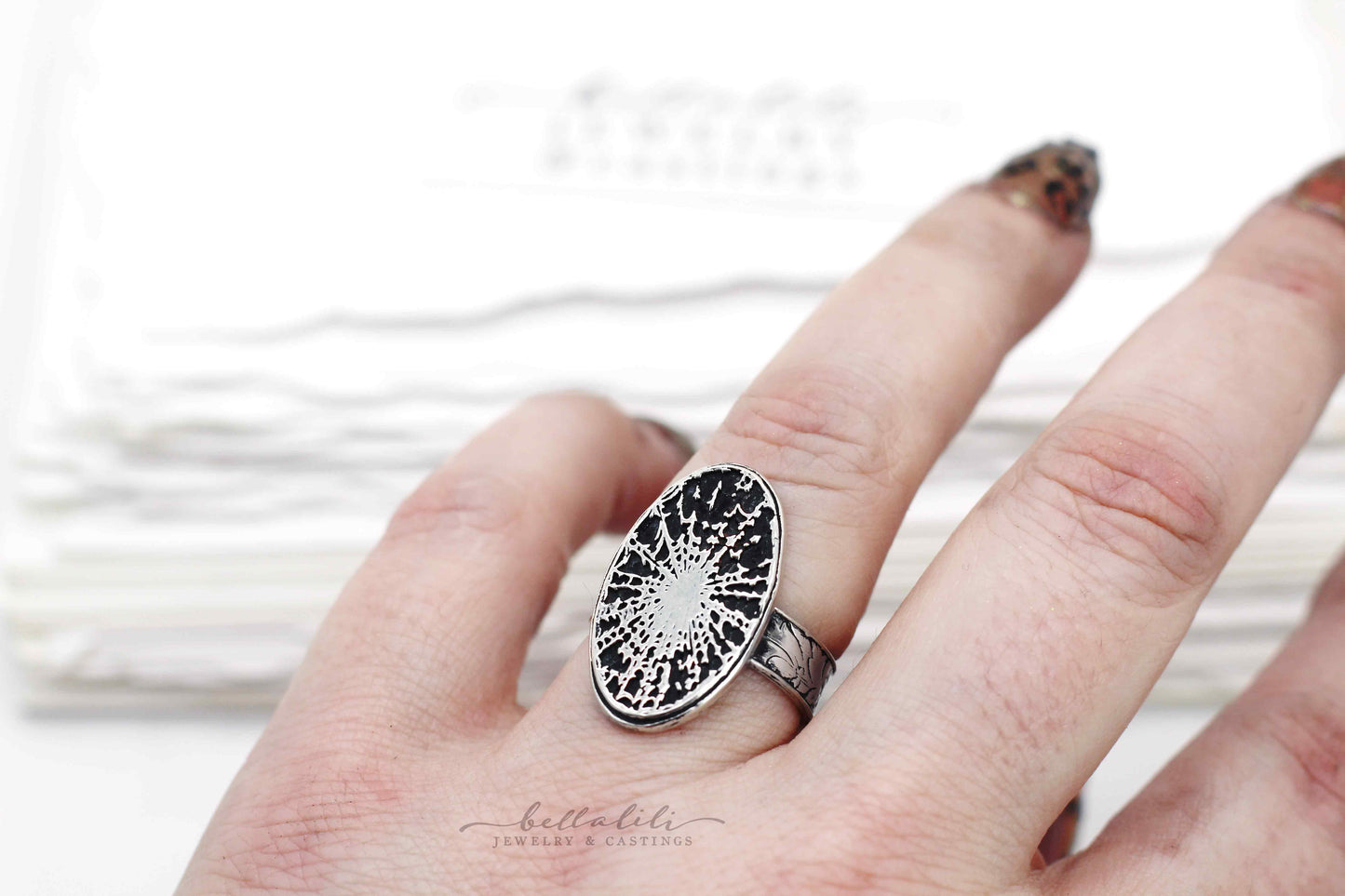 Weaver, Ring Dark Art Nouveau Sterling Silver