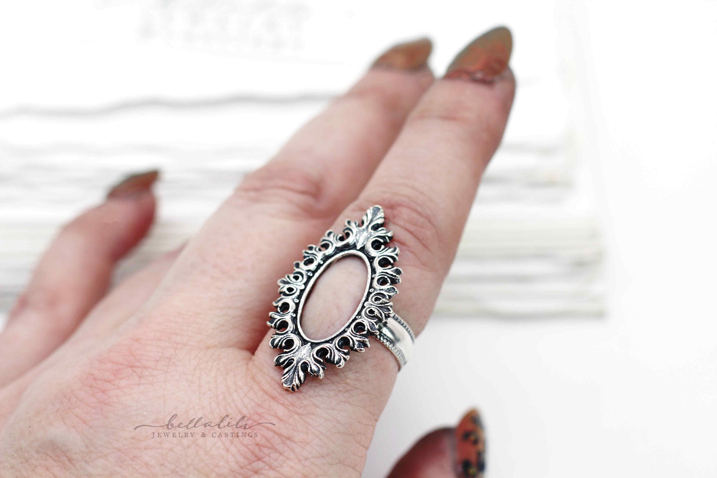 Hellgate, Ring Dark Art Nouveau Sterling Silver