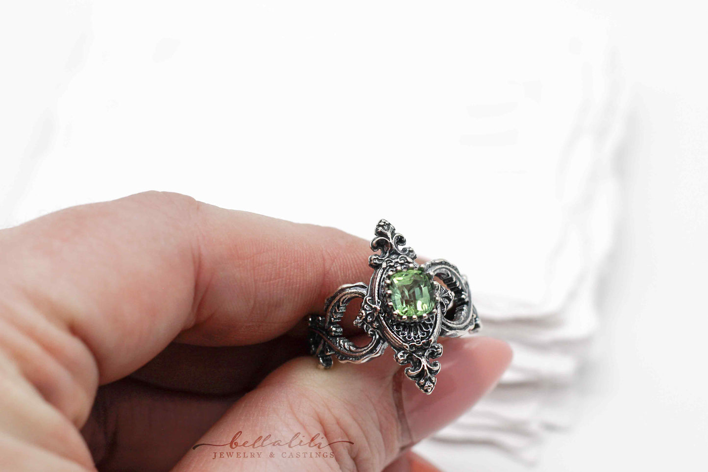 Final Sale, Green Goddess Rings, 1.26 ct Green Tourmaline Sterling Silver Ring