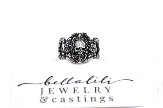 Final Sale Size 7, Memento Mori Art Nouveau Sterling Silver Ring