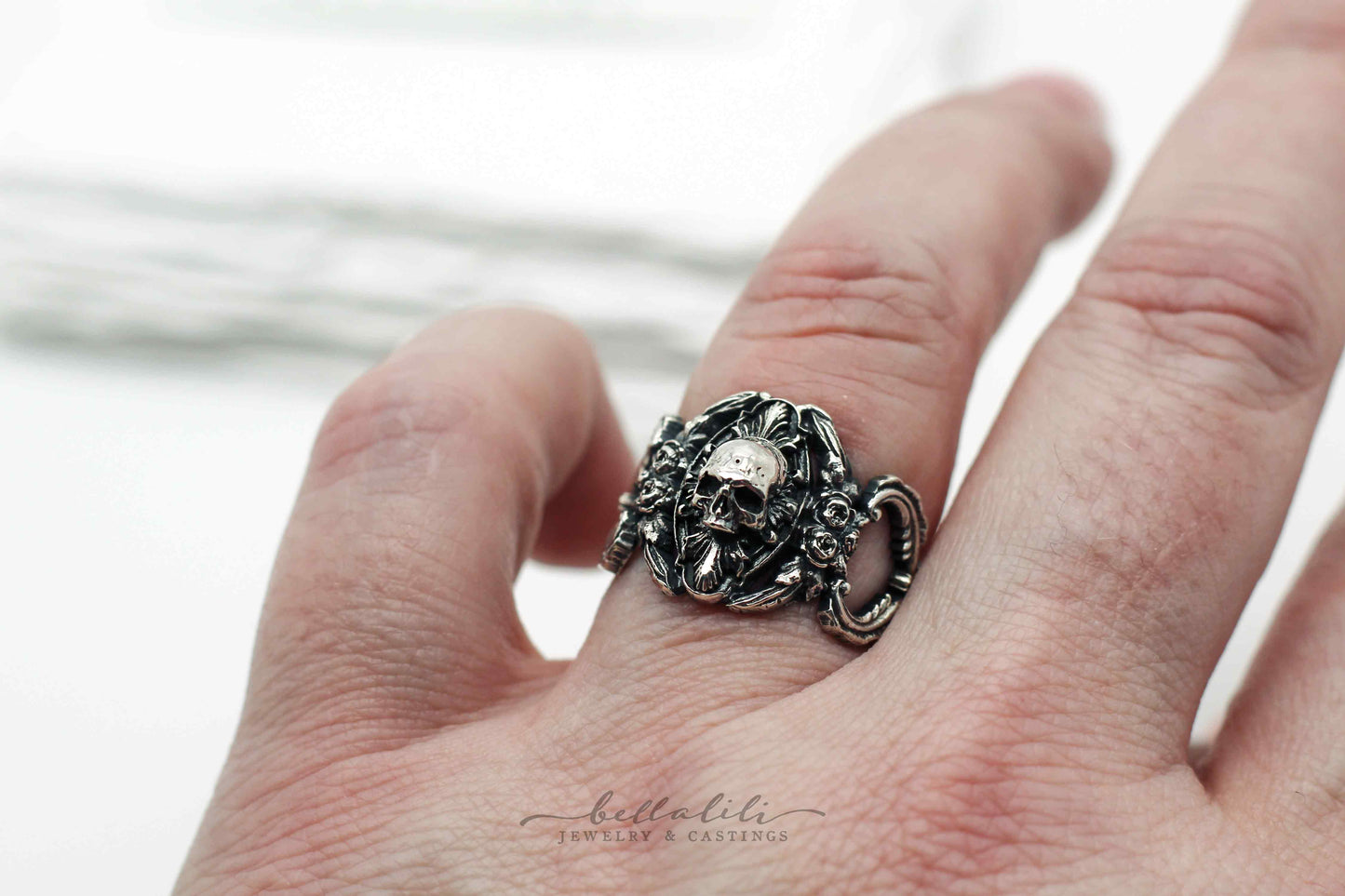 Final Sale Size 7, Memento Mori Art Nouveau Sterling Silver Ring