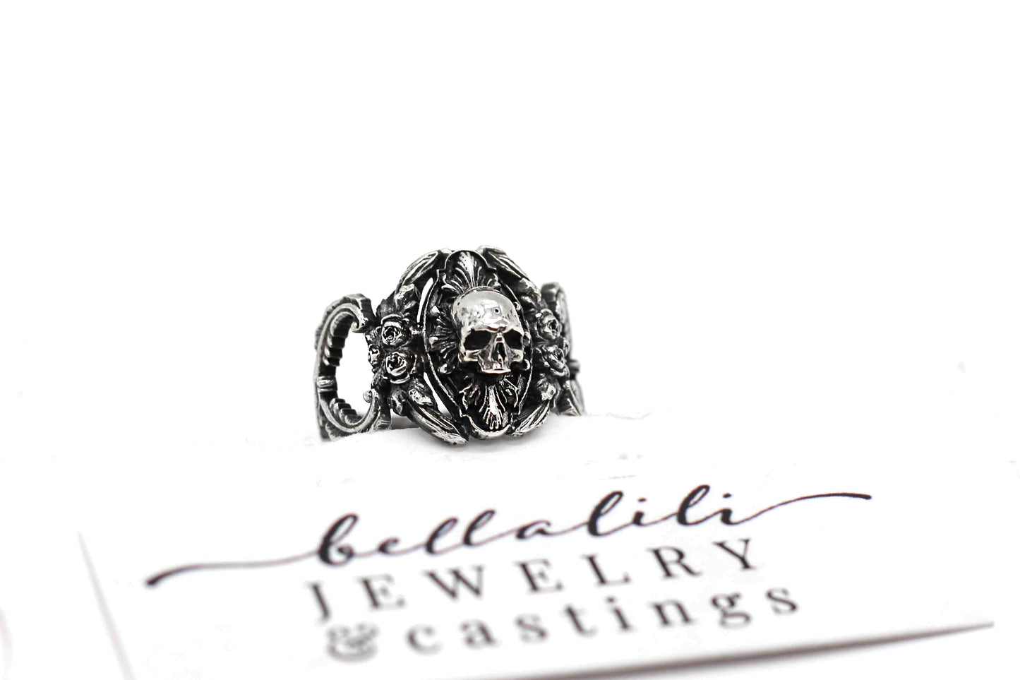 Final Sale Size 7, Memento Mori Art Nouveau Sterling Silver Ring