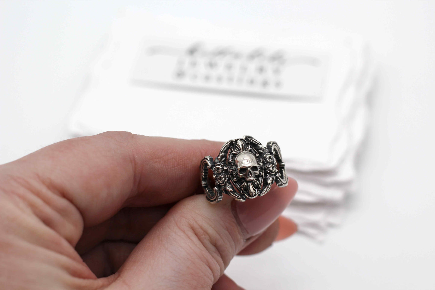 Final Sale Size 7, Memento Mori Art Nouveau Sterling Silver Ring