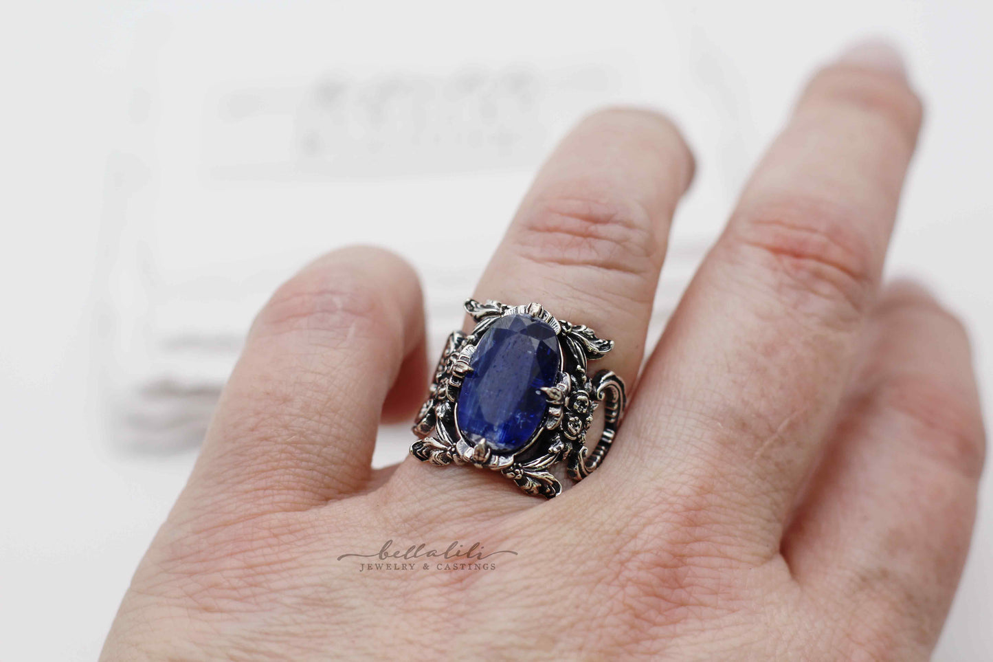 Kyanite Blue Rococo Sterling Silver Ring