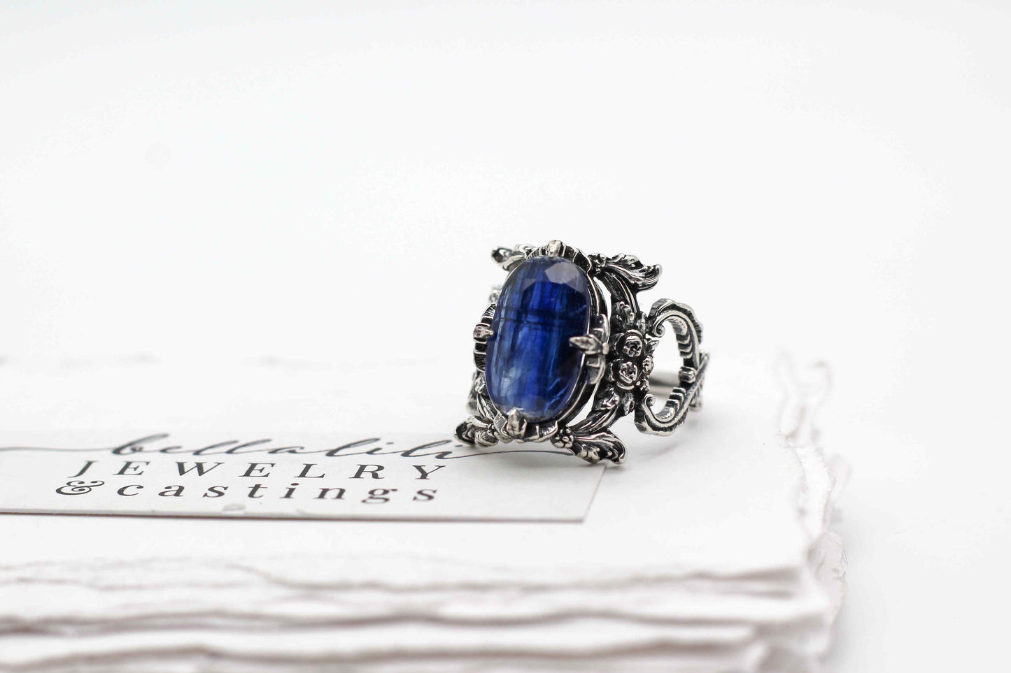 Kyanite Blue Rococo Sterling Silver Ring