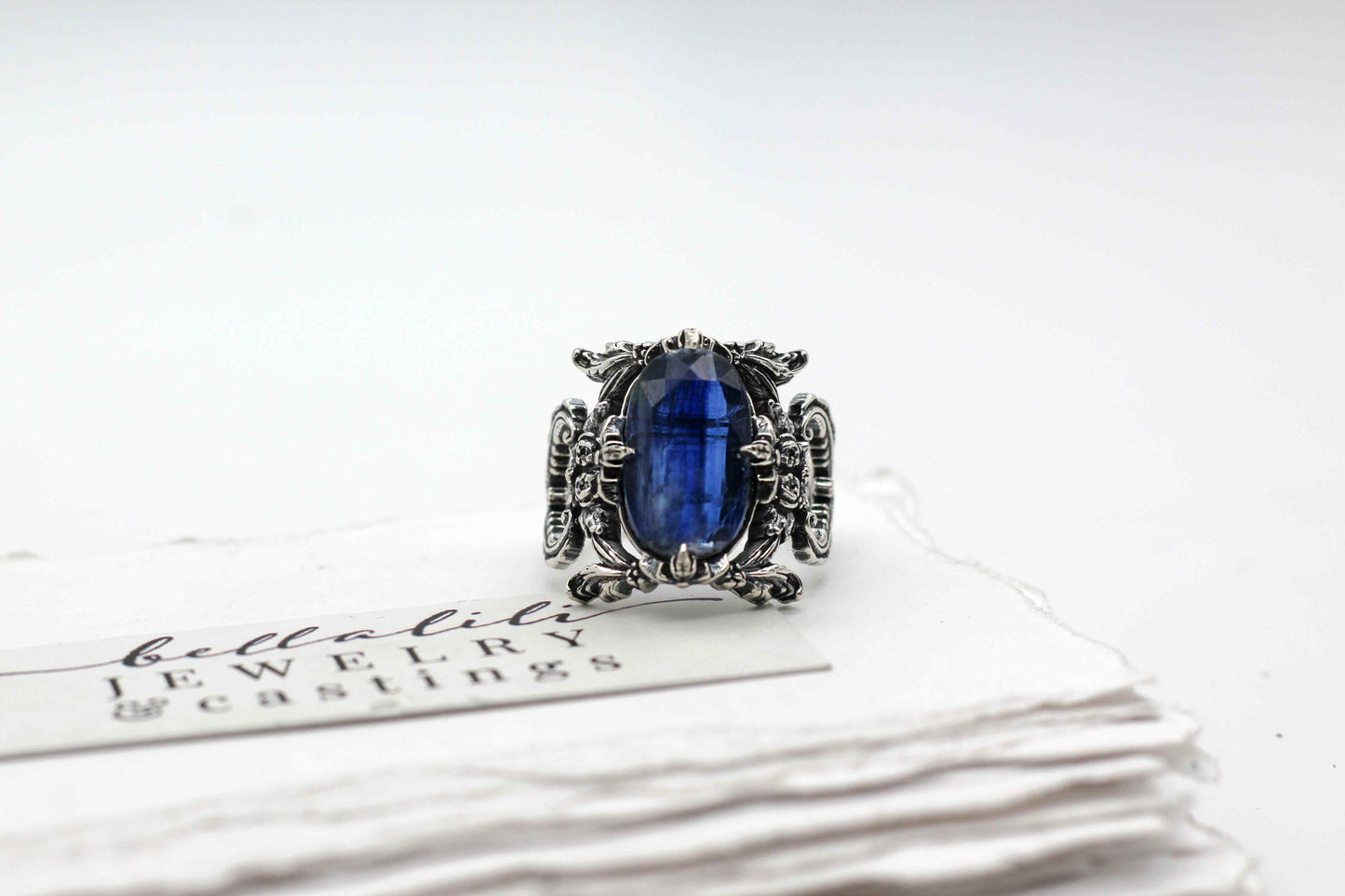 Kyanite Blue Rococo Sterling Silver Ring