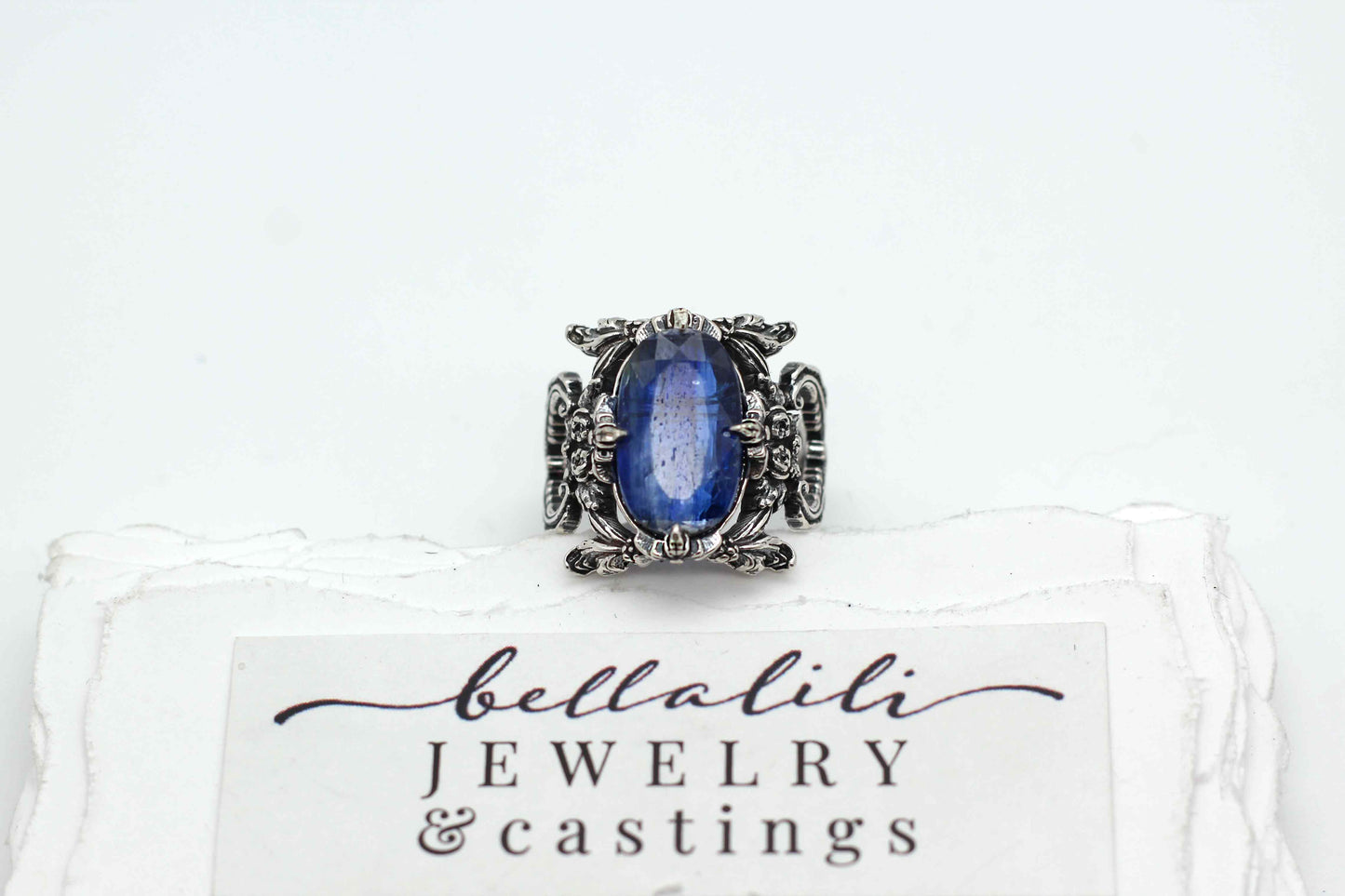 Kyanite Blue Rococo Sterling Silver Ring