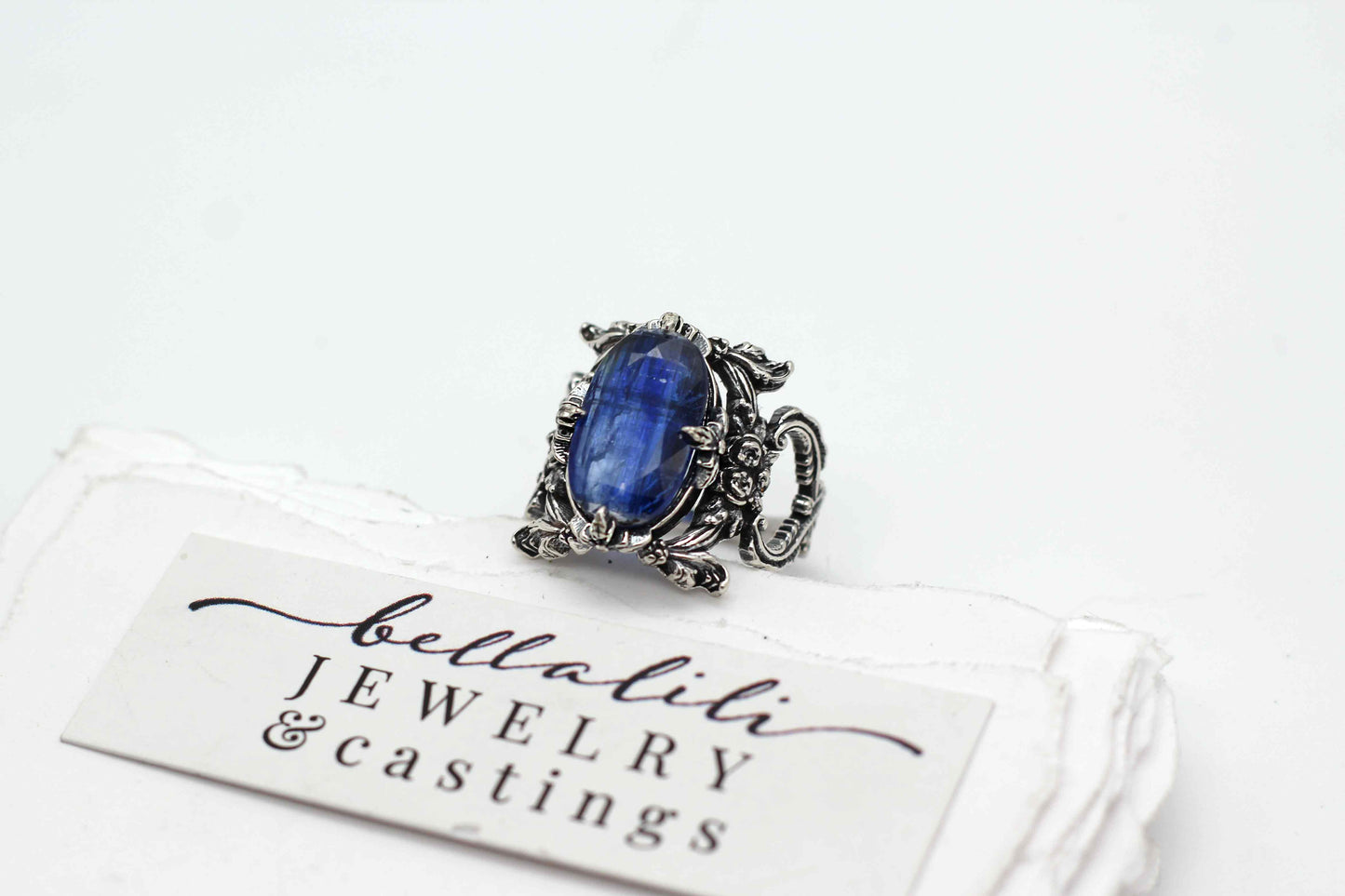 Kyanite Blue Rococo Sterling Silver Ring