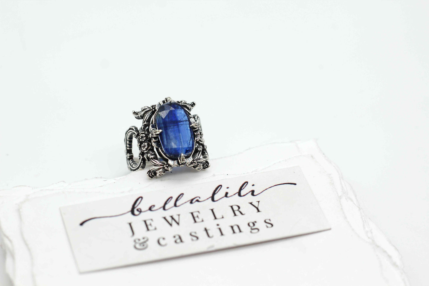 Kyanite Blue Rococo Sterling Silver Ring