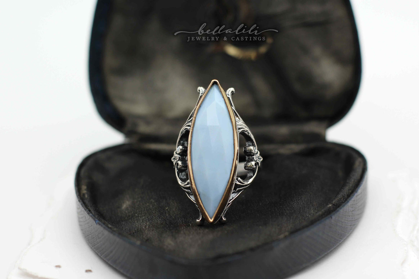 Blue Opal Sterling & Gold Silver Ring