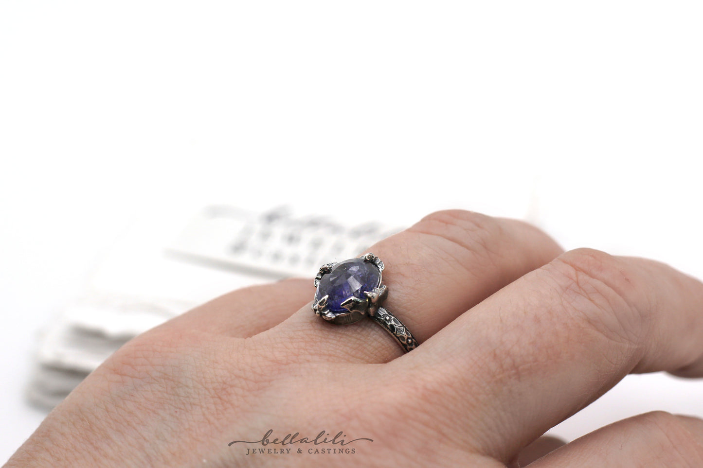 iolite Solitaire Sterling Silver Ring