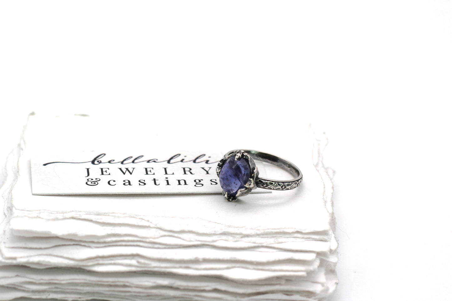 iolite Solitaire Sterling Silver Ring