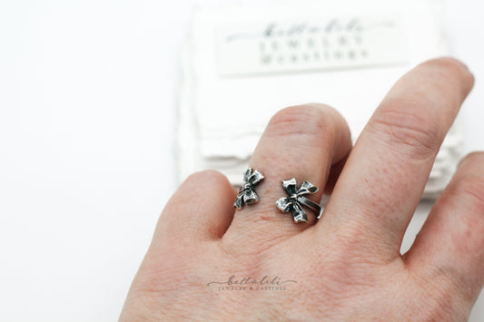 Bow Ring, Adjustable Sterling Silver Ring