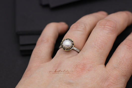 Pearl sz 7.5, Astarte Pearl Ring, Sterling Silver