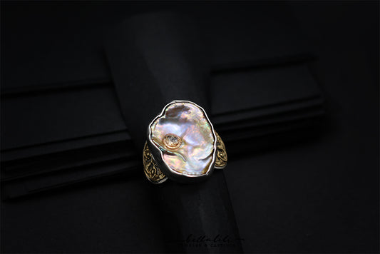 Astarte Cradle Ring, Sterling & gold Ring