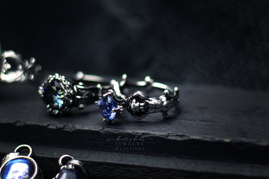1ct Blue Eyed Baby Ring, Sterling Silver Cherub Ring