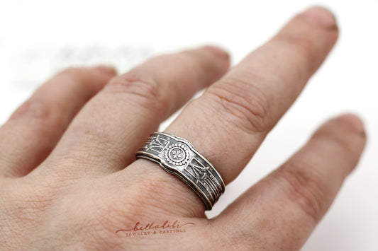 Art Nouveau Scroll Cigar Band Style Sterling Silver Ring