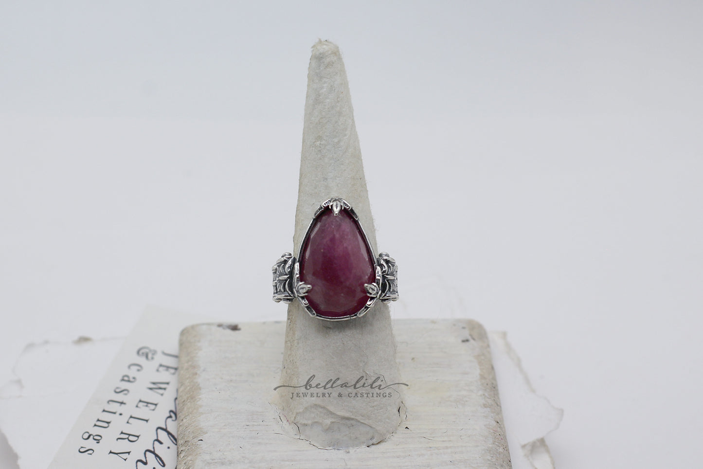 Thornessa, pink tourmaline sterling silver collector ring