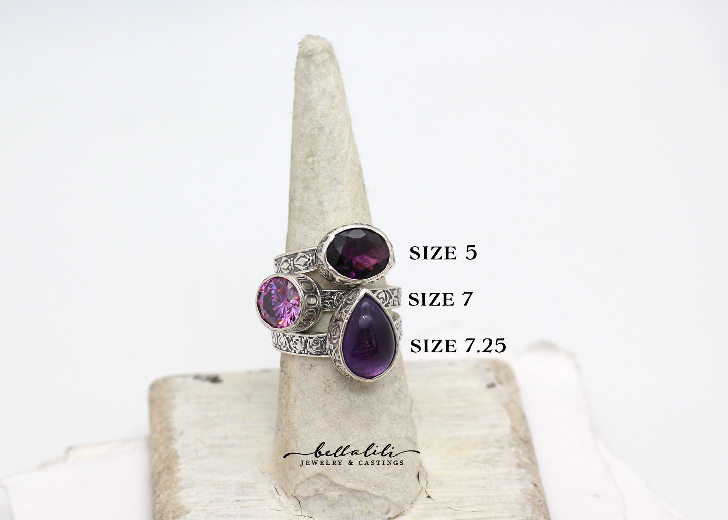 the Violet Register Stacking Rings, Sterling Silver