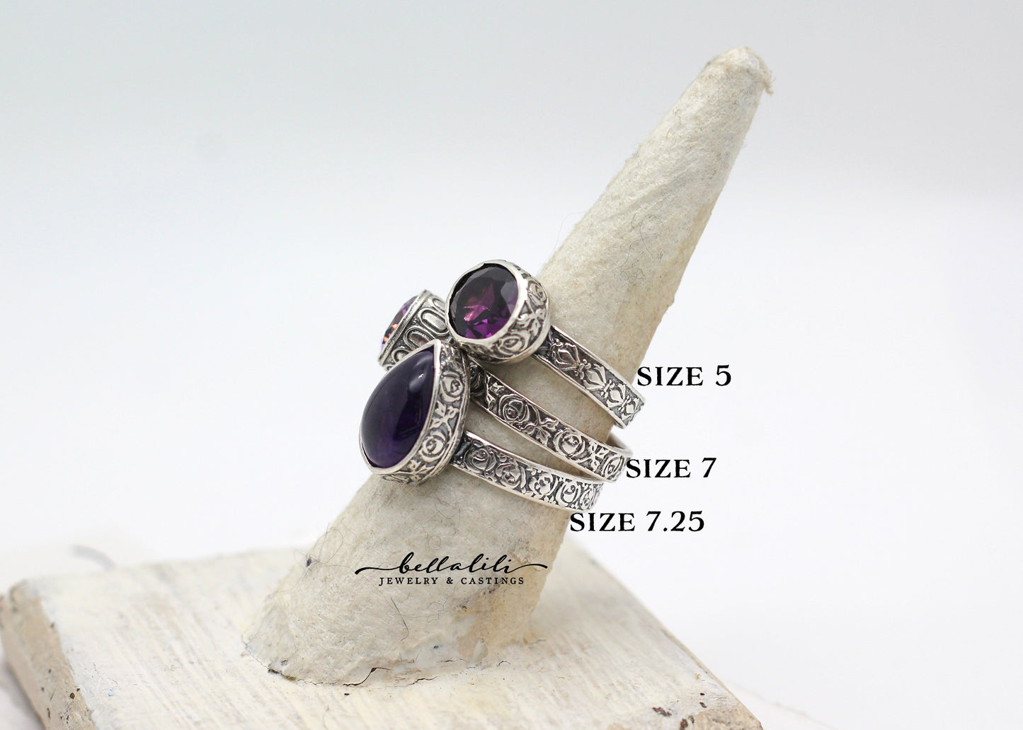 the Violet Register Stacking Rings, Sterling Silver