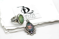 Crypt of Libra, Sterling Opal Art Nouveau Ring, cracked but not broken