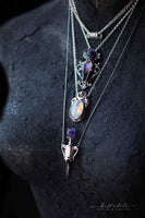 Skull, Purple Opal, Moonflower, House of Libra Collection, Opal Doublet and Sterling Silver Art Nouveau Momento Mori