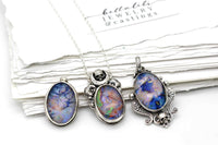 Skull, Purple Opal, Moonflower, House of Libra Collection, Opal Doublet and Sterling Silver Art Nouveau Momento Mori